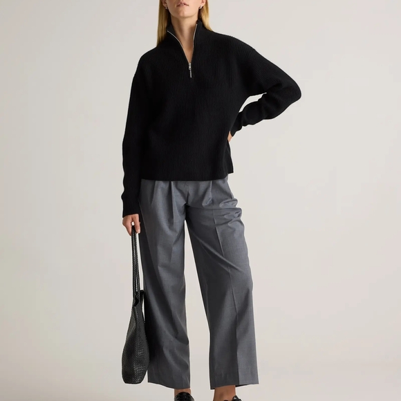 QUINCE MONGOLIAN CASHMERE Half-Zip Women Sweater NAVY NWT - Picture 5 of 5